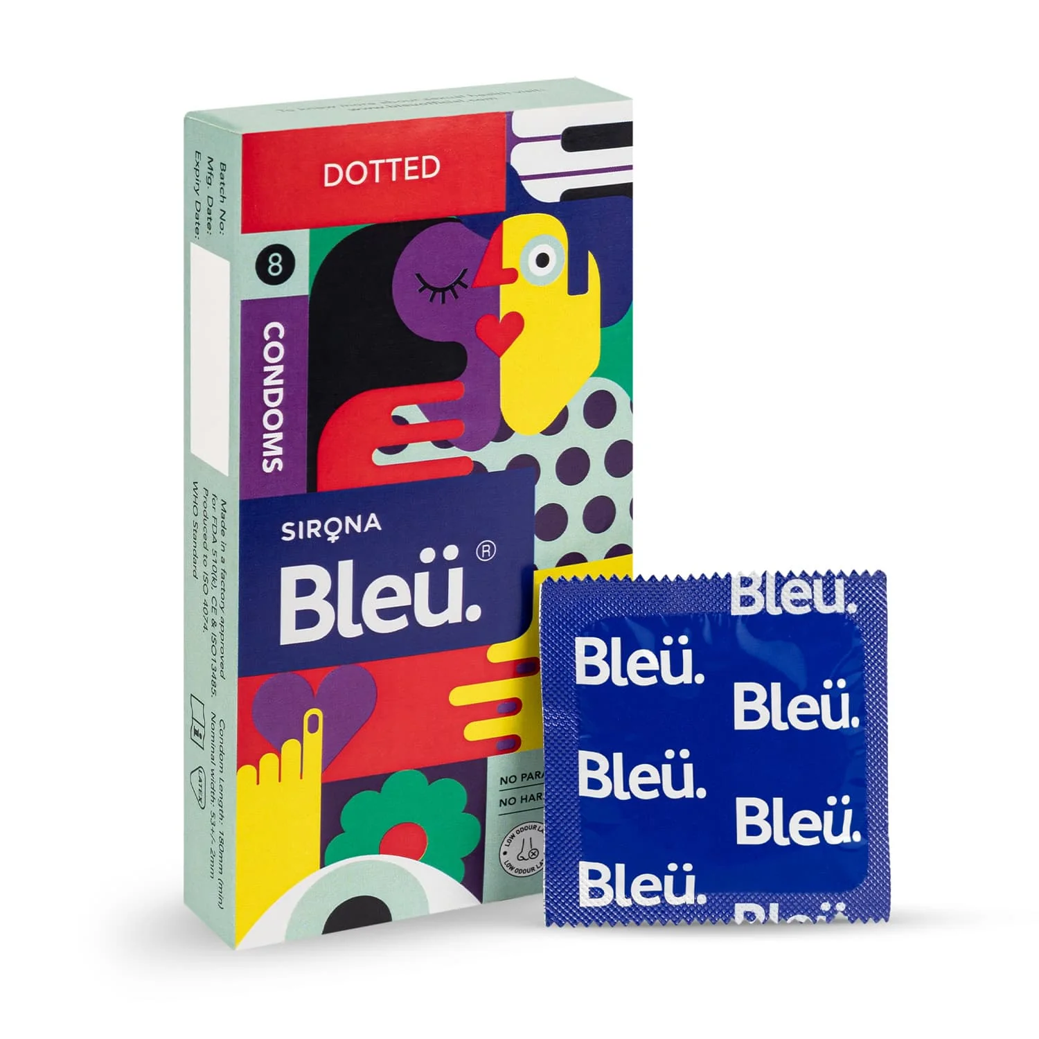 Bleu Dotted Vegan Condoms (1 Pack of 8) - Image 3