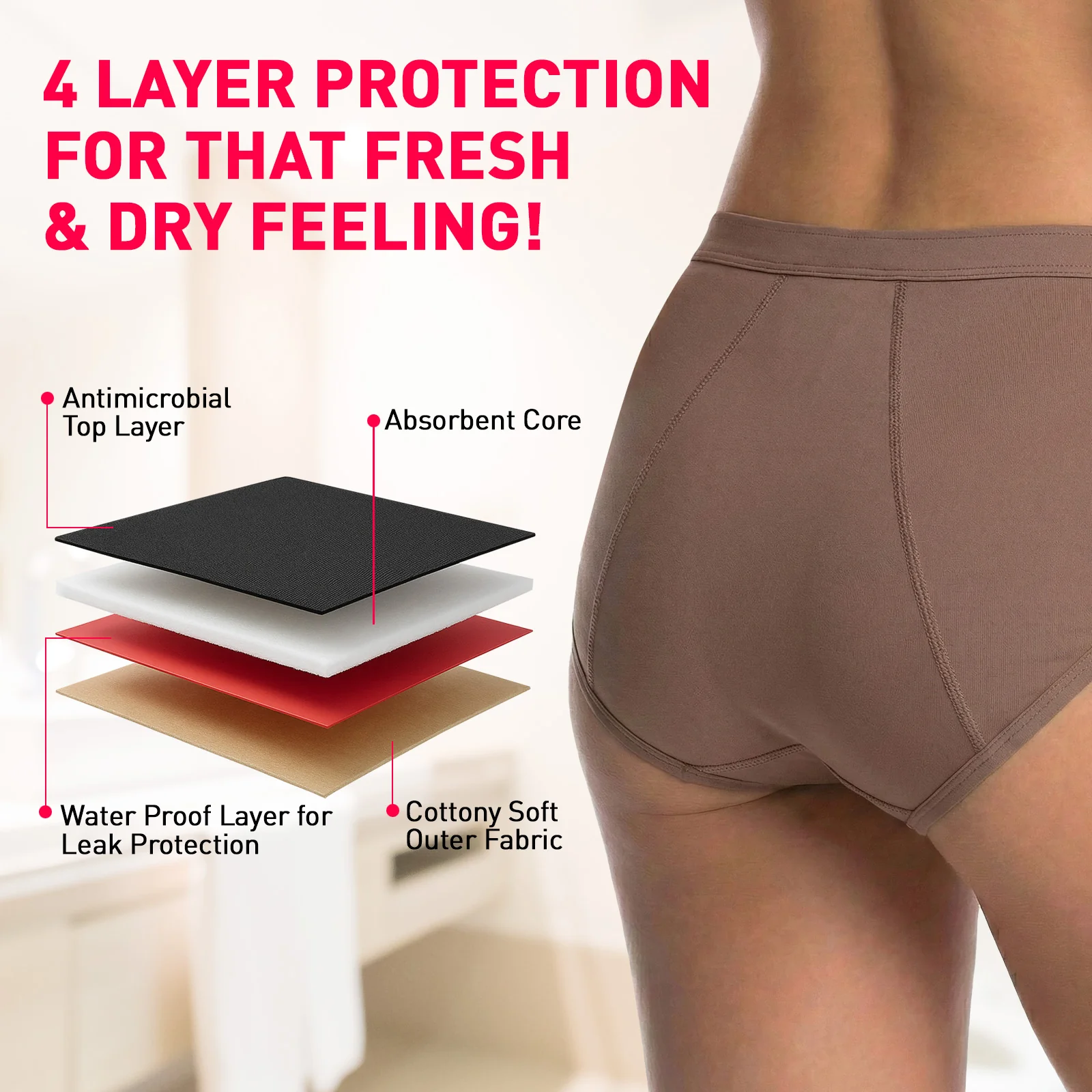 Eco-friendly Reusable Period Panty (Dark Beige) - Image 5