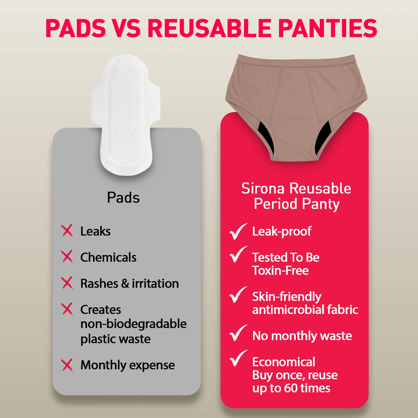 Eco-friendly Reusable Period Panty (Dark Beige) - Image 7