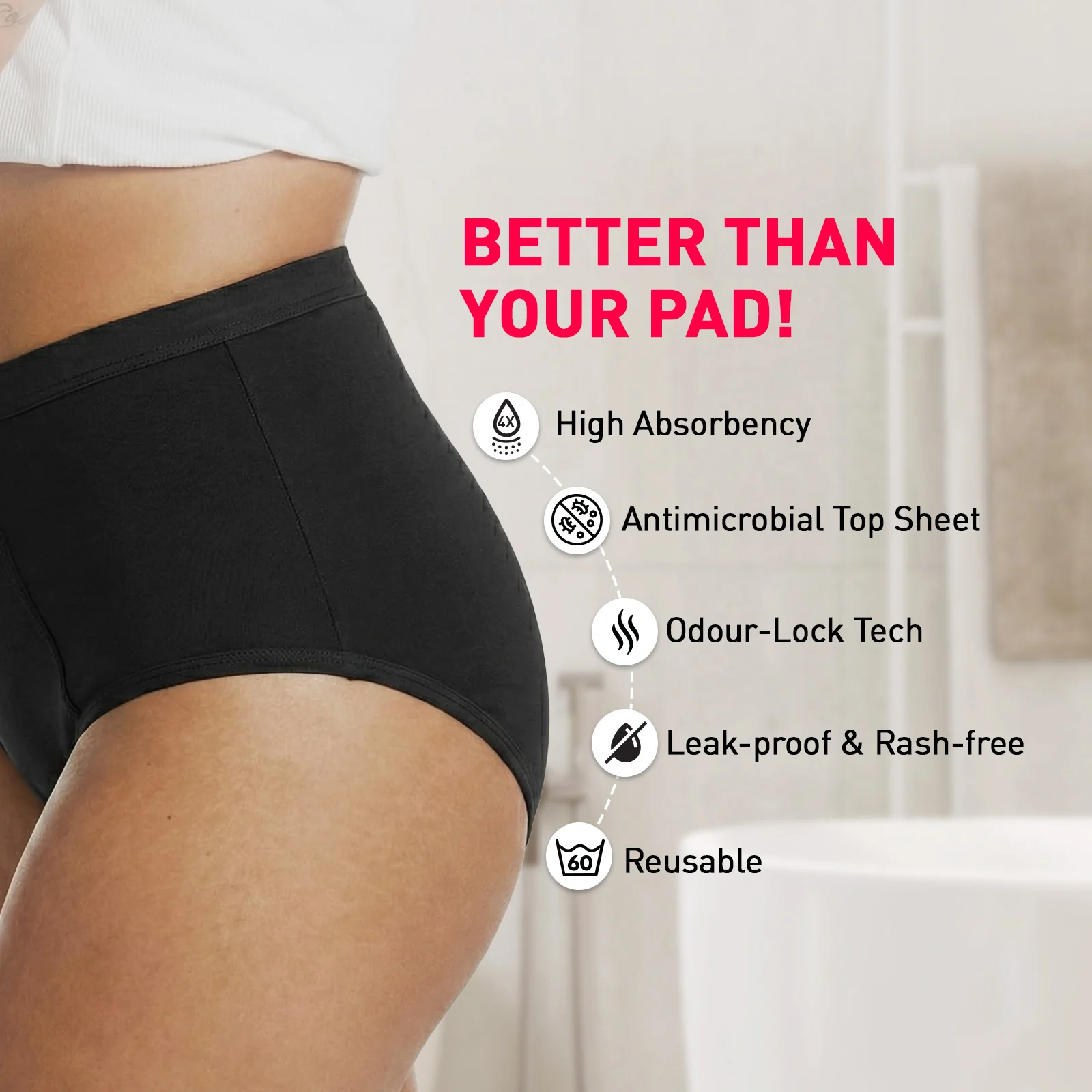 Eco-friendly Reusable Period Panty (Black) - Image 3