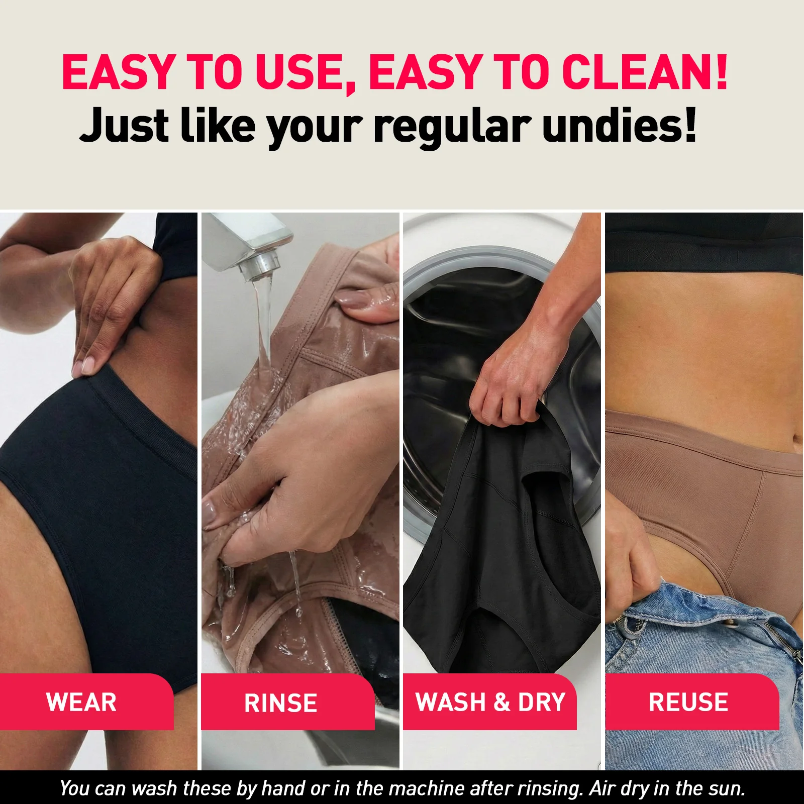 Eco-friendly Reusable Period Panty (Black) - Image 6