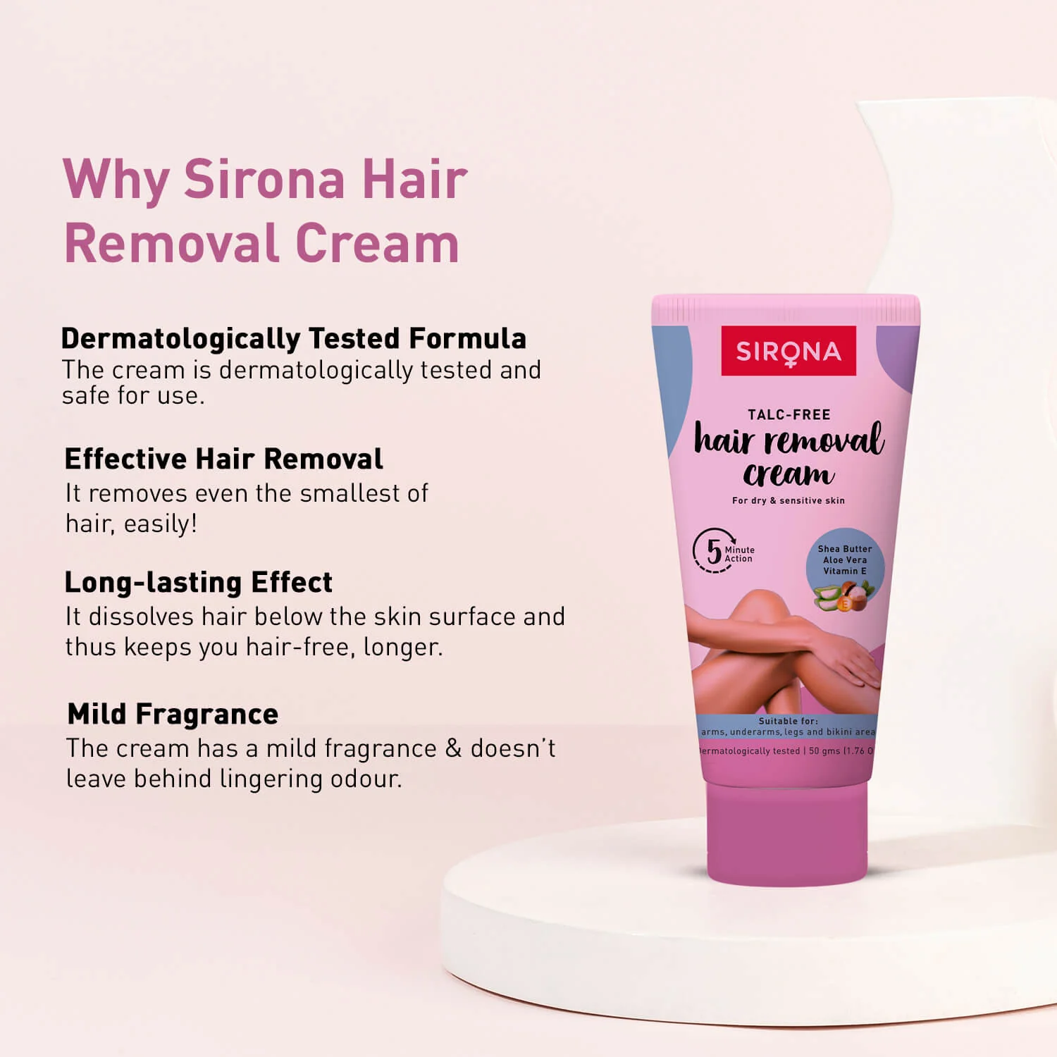 Hair Removal Cream for Dry & Sensitive Skin (1 Pack of 50 gm) - Image 3