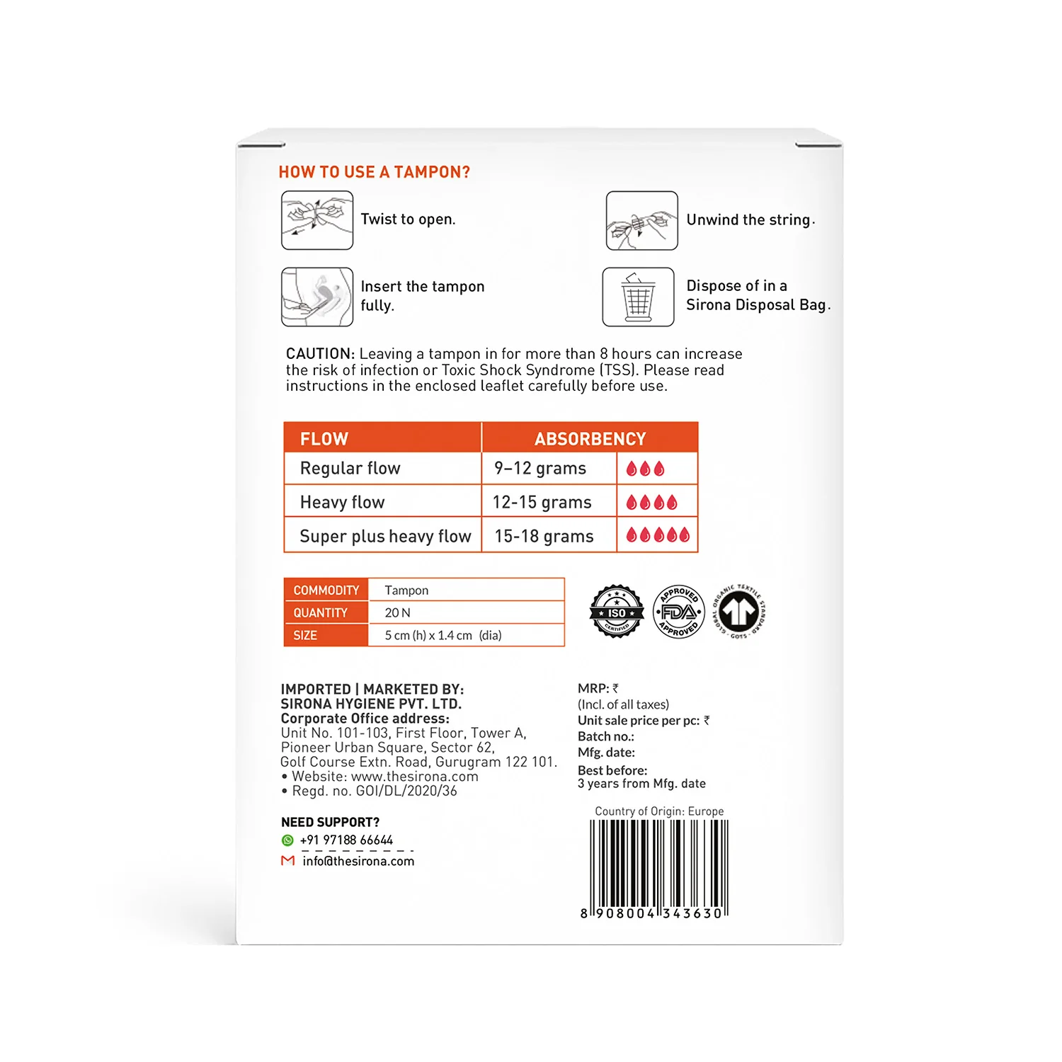 Heavy Flow Tampons (Pack of 20 Tampons) - Image 8