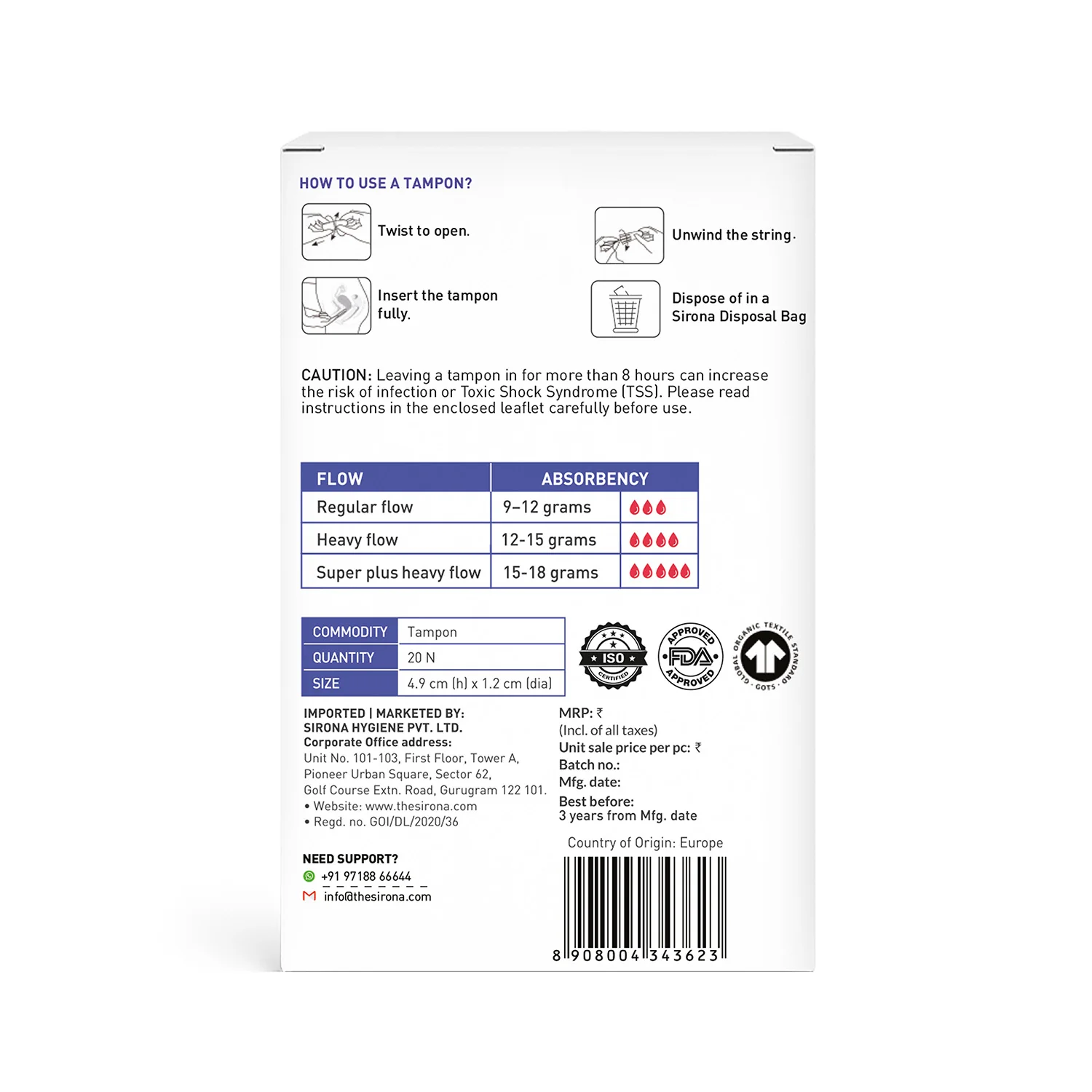 Regular Flow Tampons (1 Pack of 20 Tampons) - Image 7