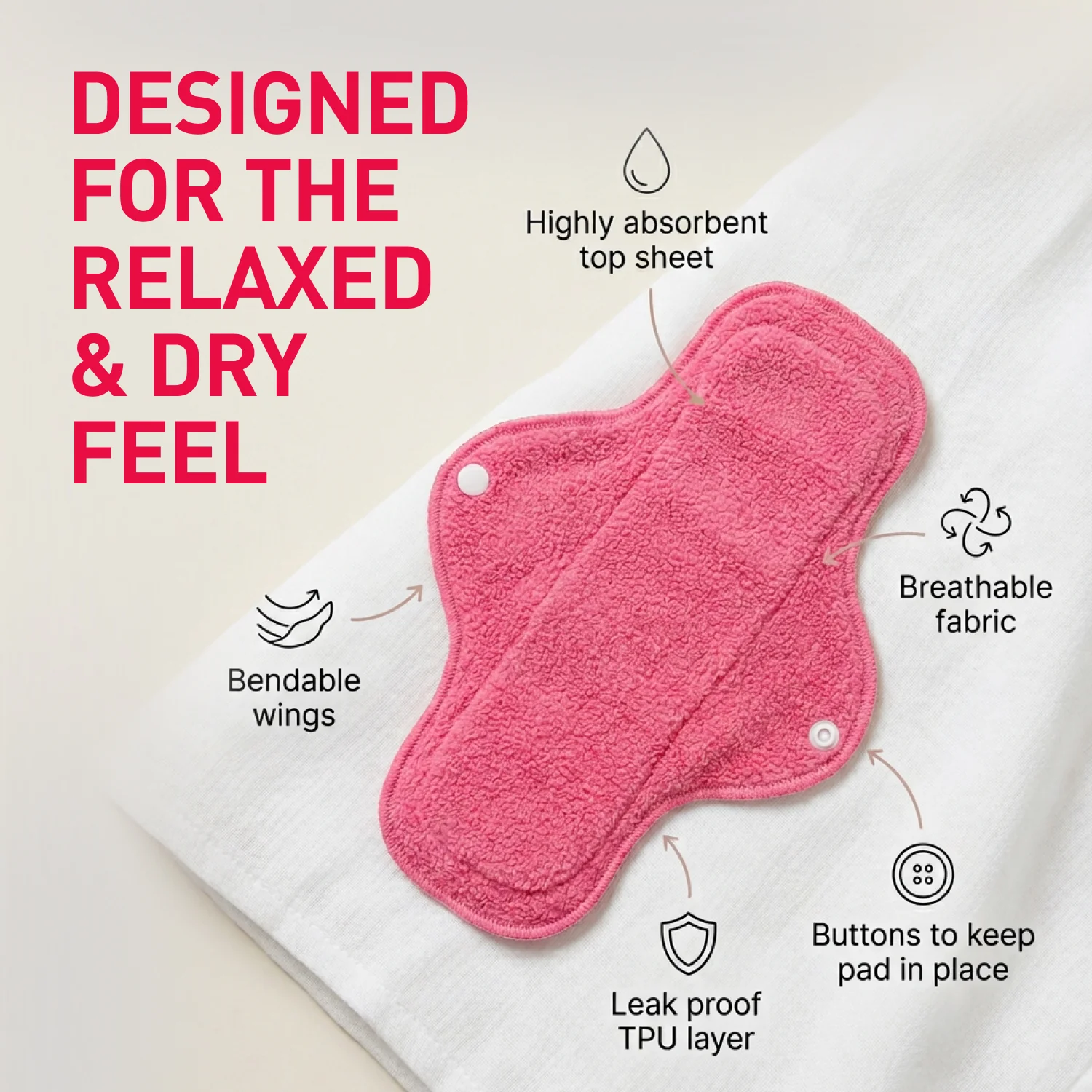 Reusable Sanitary Pads (1 Pack of 4 Pads) - Image 9